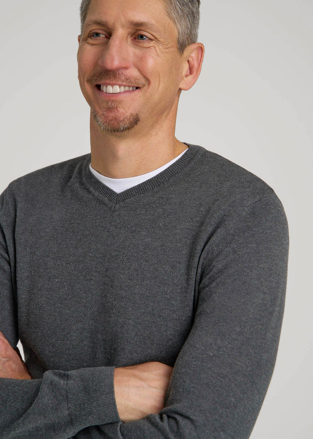 American Tall Online Shop | Everyday V-Neck Sweater for Tall Men in Charcoal Mix