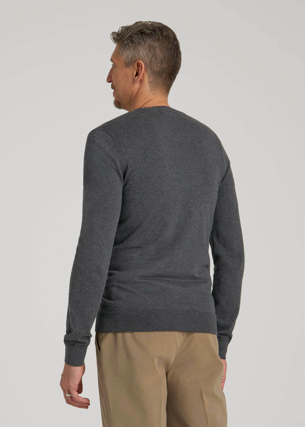 American Tall Online Shop | Everyday V-Neck Sweater for Tall Men in Charcoal Mix