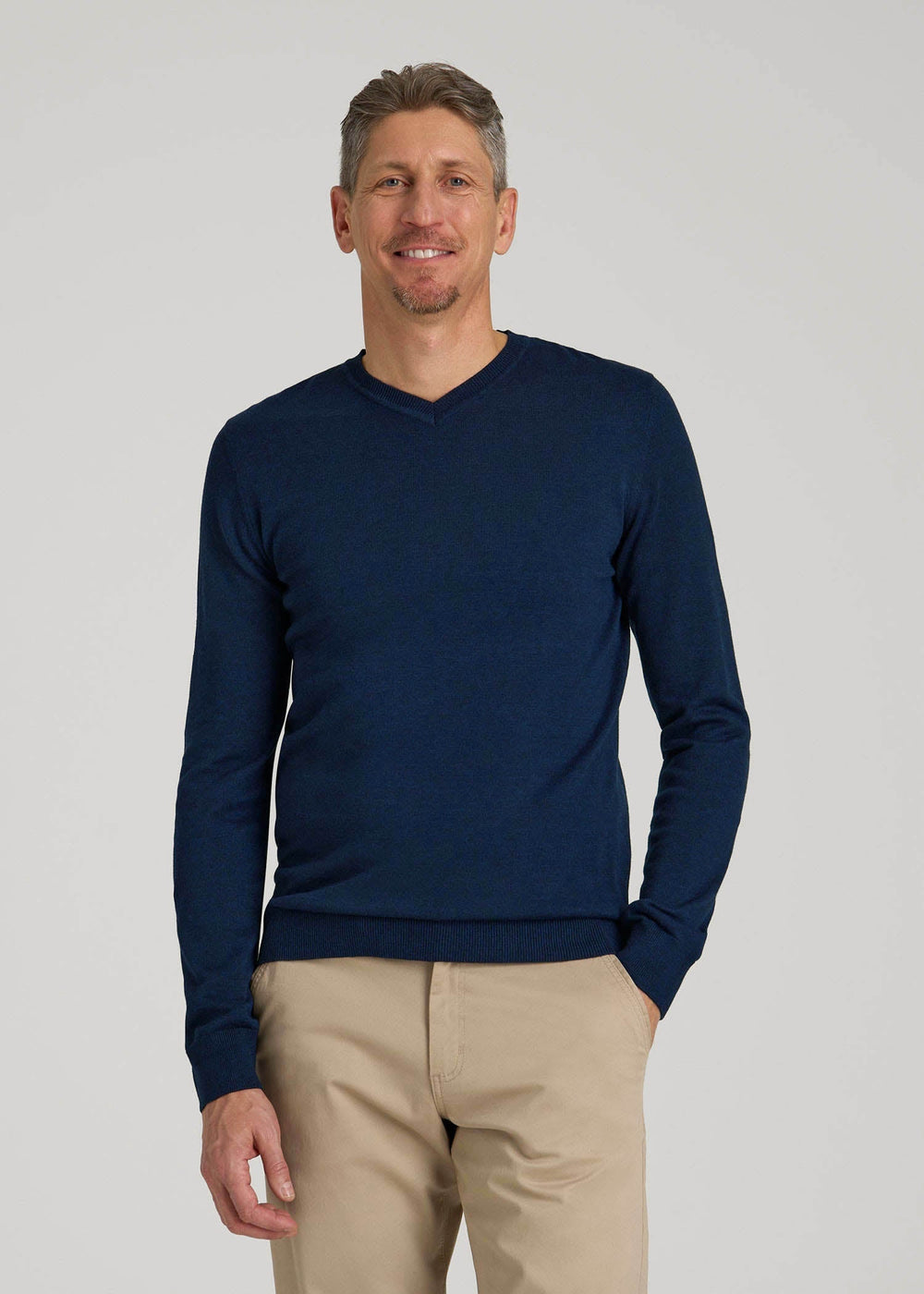 American Tall Discount | Everyday V-Neck Sweater for Tall Men in Patriot Blue