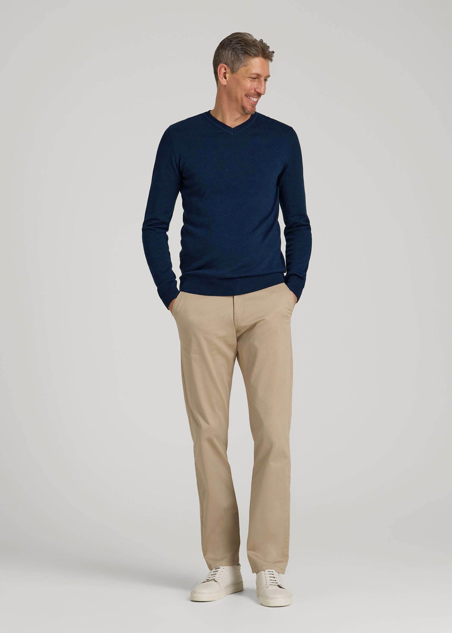 American Tall Discount | Everyday V-Neck Sweater for Tall Men in Patriot Blue