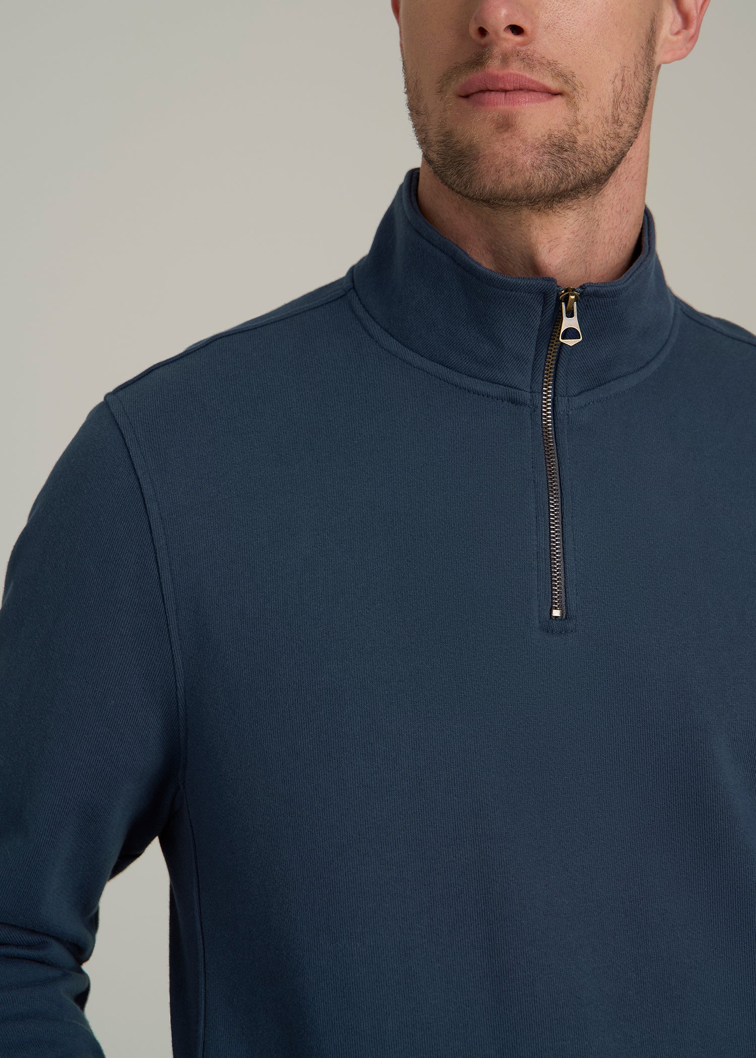 American Tall Discount | LJ&S Heavyweight Quarter-Zip Pullover for Tall Men in Vintage Midnight Navy