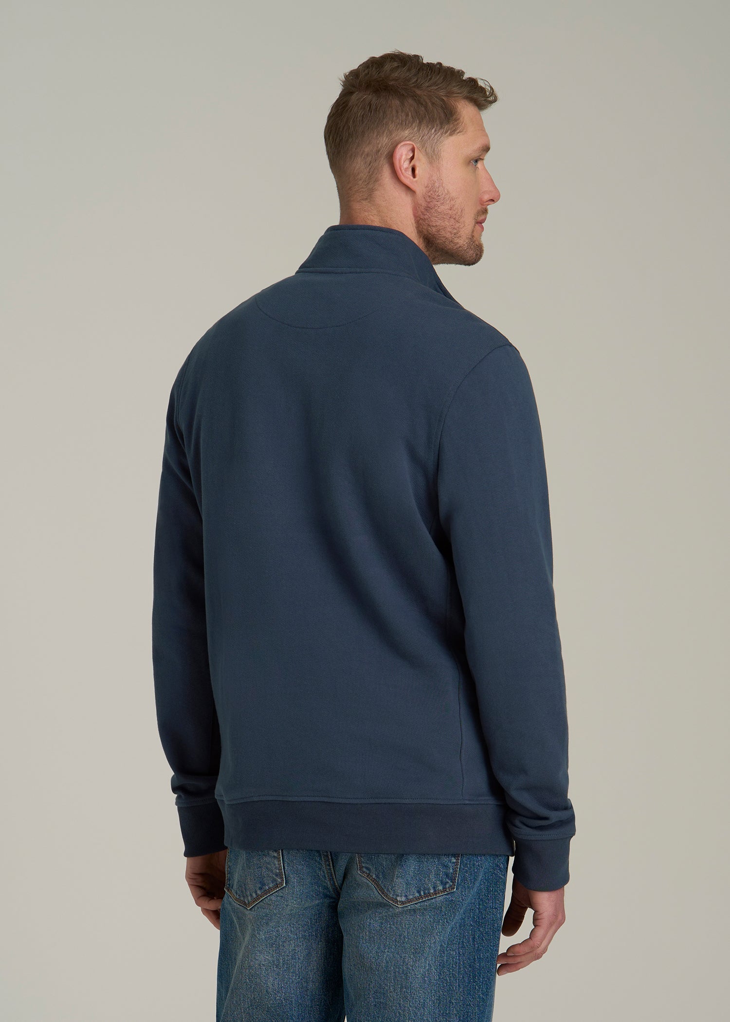 American Tall Discount | LJ&S Heavyweight Quarter-Zip Pullover for Tall Men in Vintage Midnight Navy