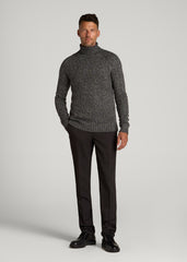 American Tall Online | Wool Blend Marled Turtleneck for Tall Men in Charcoal Multi