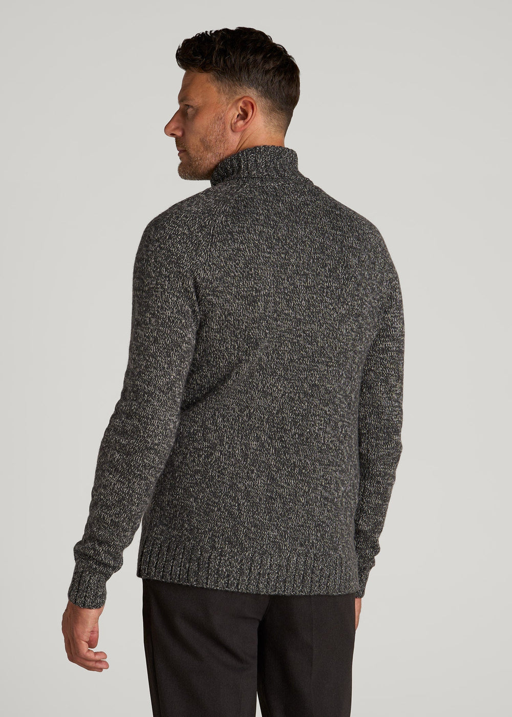 American Tall Online | Wool Blend Marled Turtleneck for Tall Men in Charcoal Multi