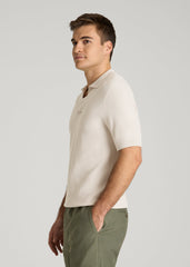 American Tall Outlet | Braided Knit Sweater Polo for Tall Men in White Sand