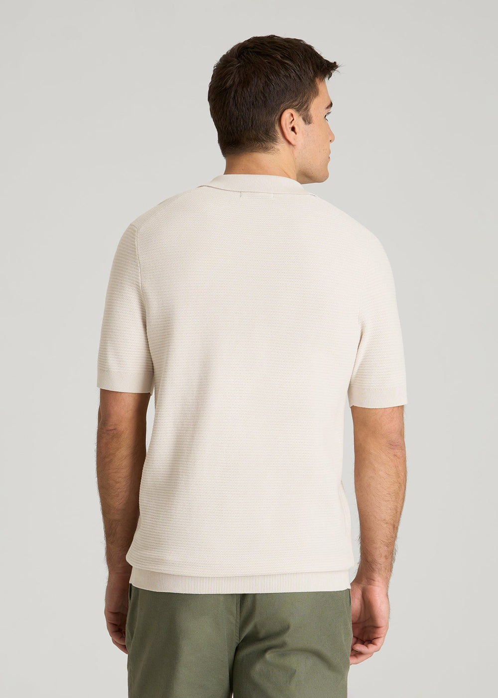 American Tall Outlet | Braided Knit Sweater Polo for Tall Men in White Sand