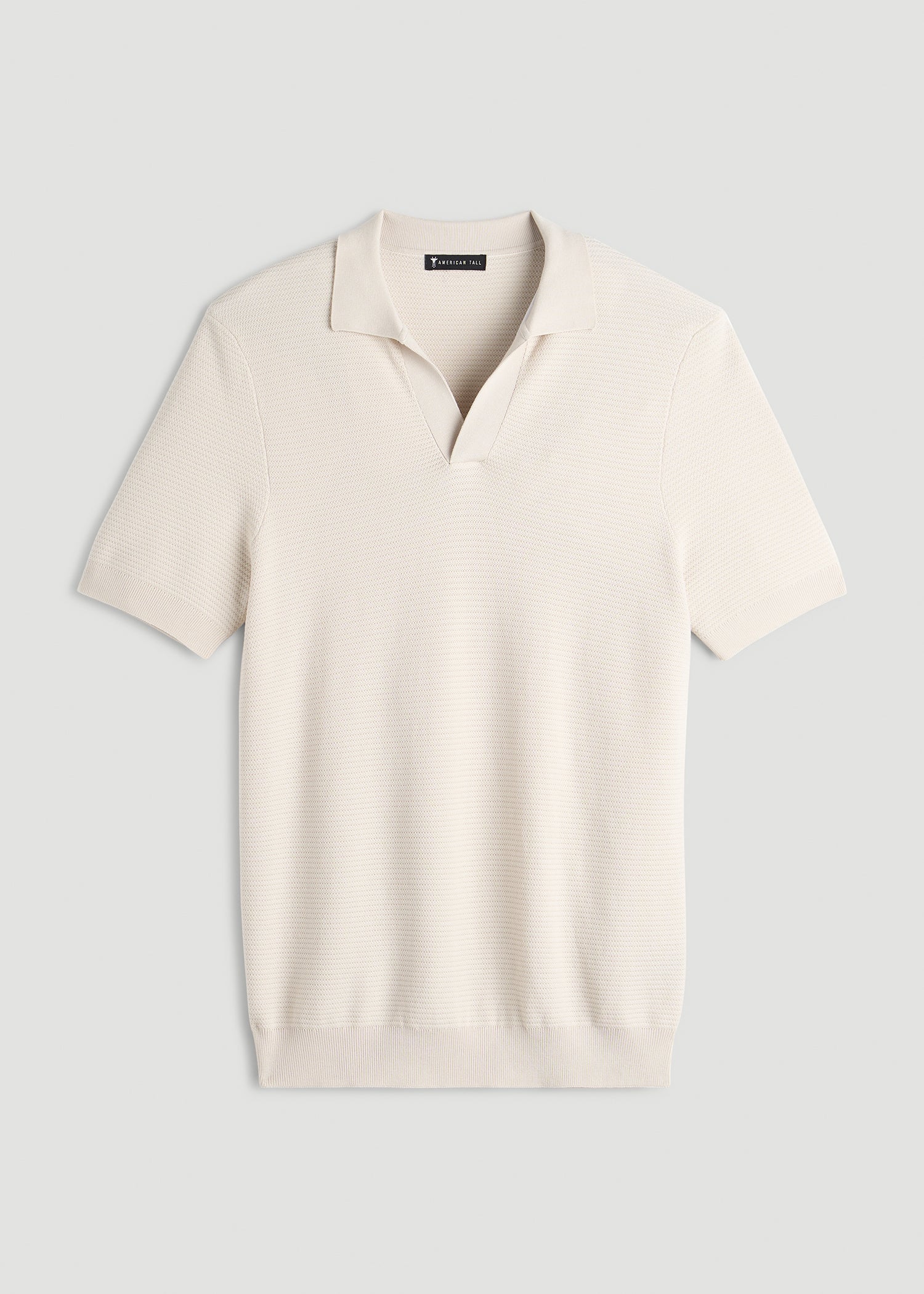 American Tall Outlet | Braided Knit Sweater Polo for Tall Men in White Sand