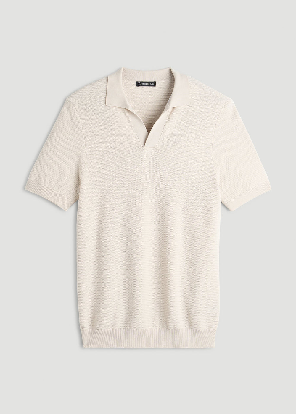 American Tall Outlet | Braided Knit Sweater Polo for Tall Men in White Sand