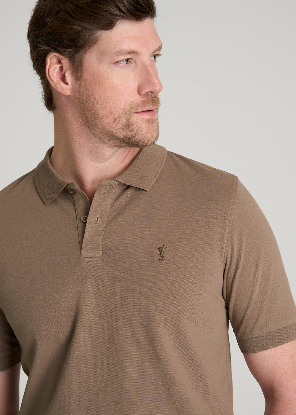 American Tall For Sale | Classic Polo with Embroidered Logo for Tall Men in Warm Brown