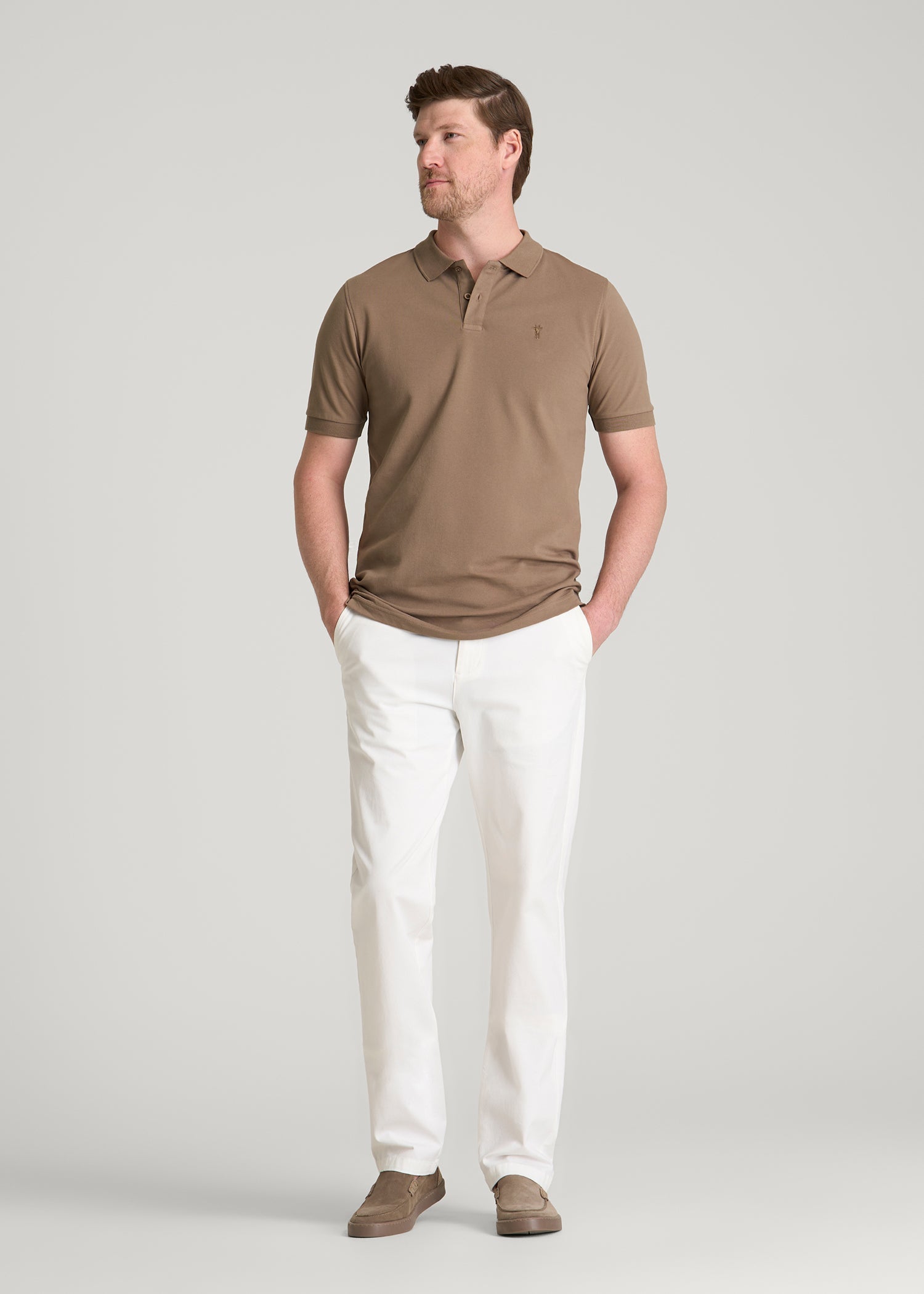 American Tall For Sale | Classic Polo with Embroidered Logo for Tall Men in Warm Brown