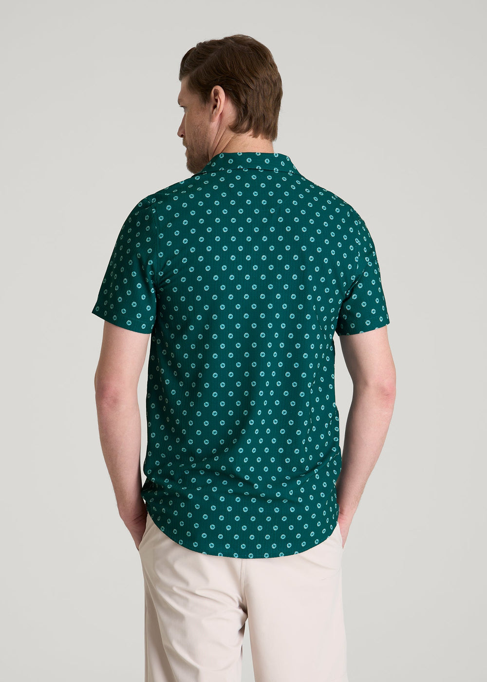 American Tall Online Shop | Coastal Perforated Polo for Tall Men in Deep Teal Floral