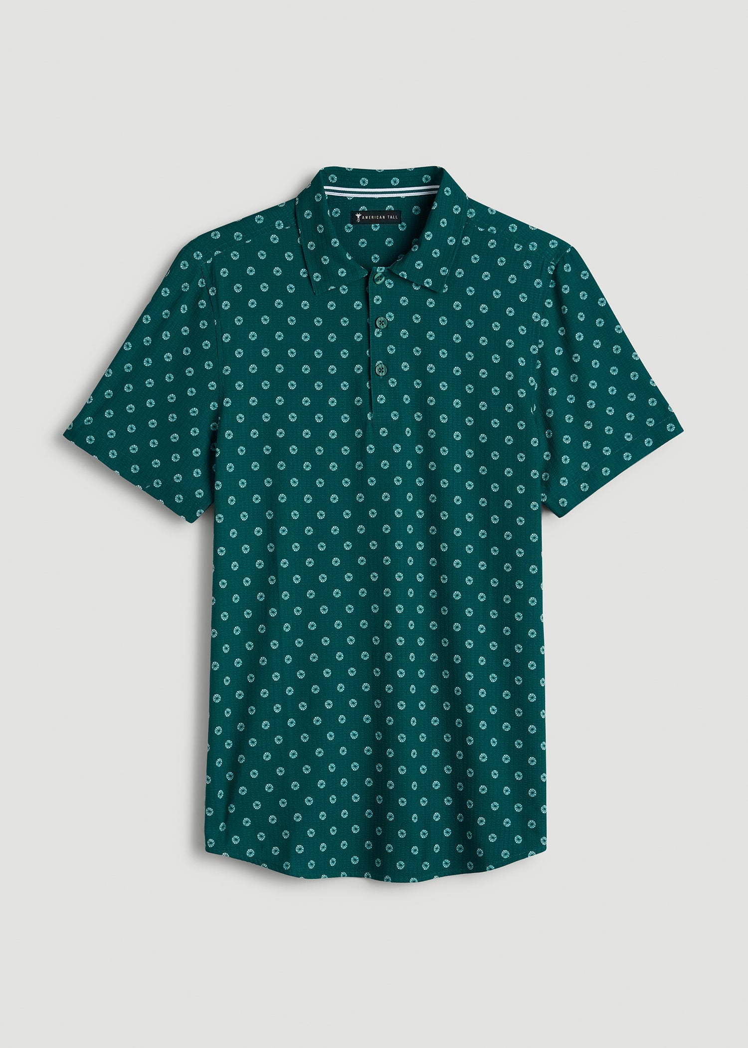 American Tall Online Shop | Coastal Perforated Polo for Tall Men in Deep Teal Floral