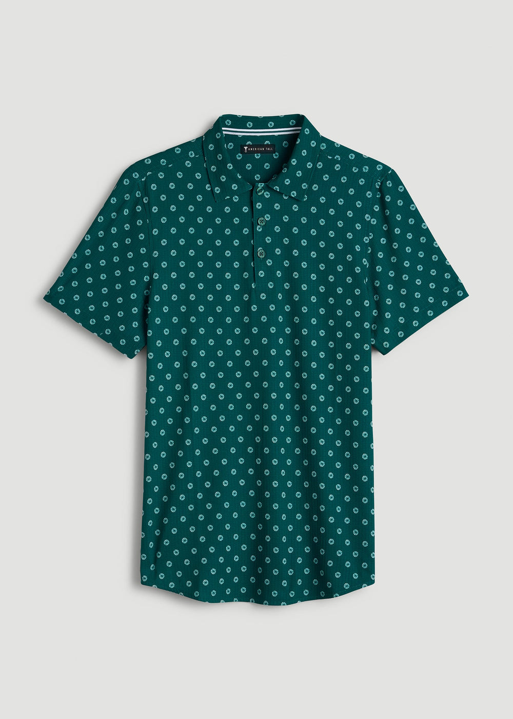 American Tall Online Shop | Coastal Perforated Polo for Tall Men in Deep Teal Floral