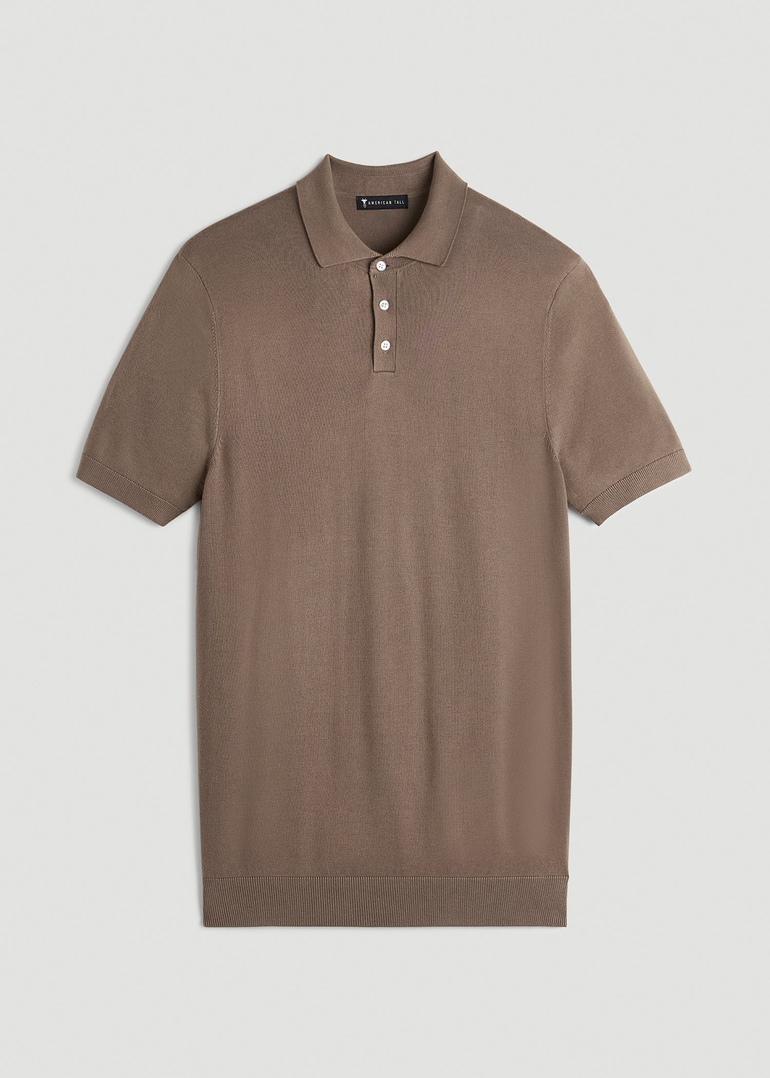 American Tall Discount | Linen Blend Knit Polo for Tall Men in Warm Brown