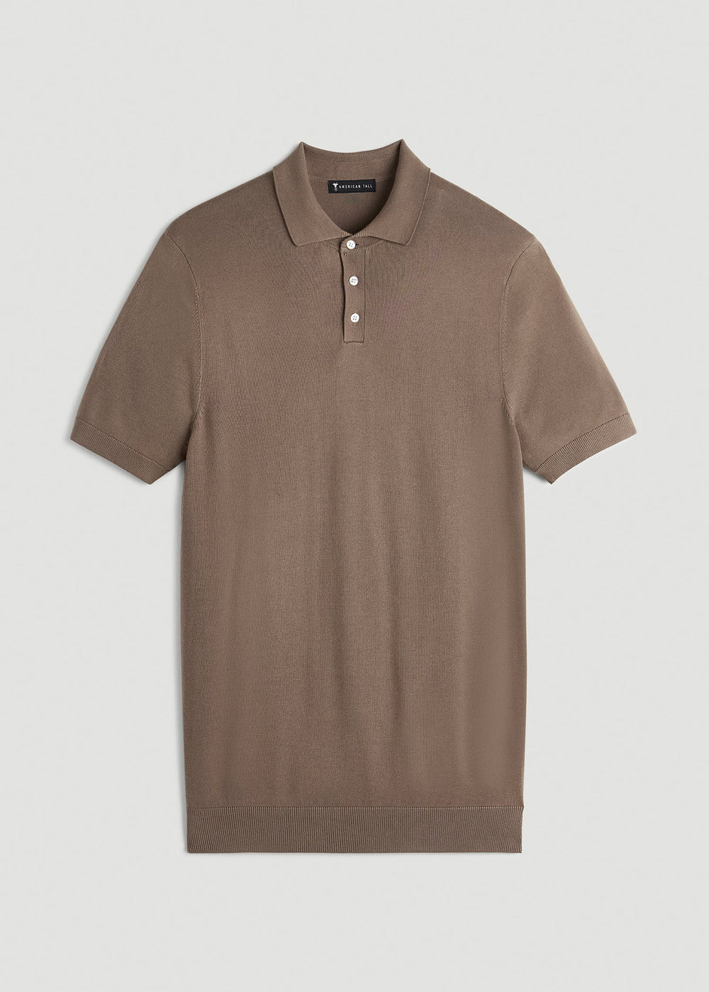 American Tall Discount | Linen Blend Knit Polo for Tall Men in Warm Brown