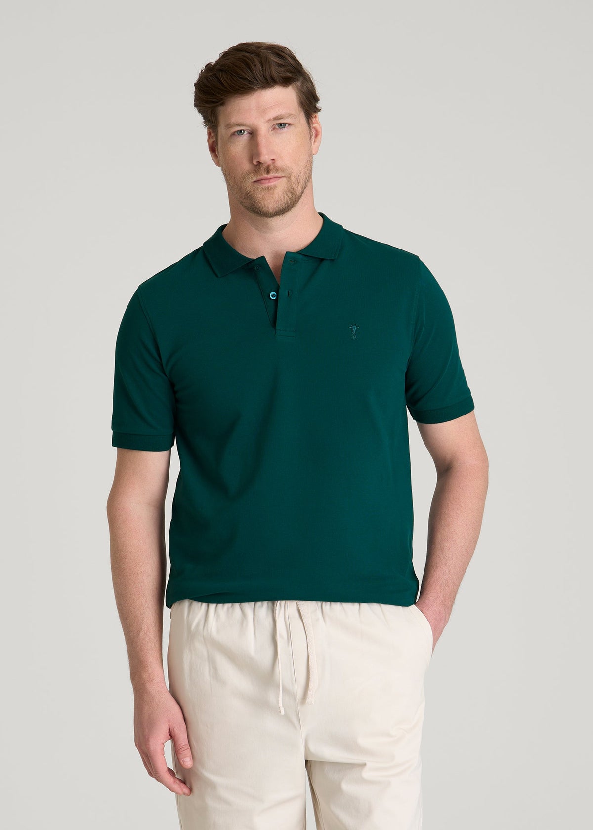 American Tall Online | Classic Polo with Embroidered Logo for Tall Men in Deep Teal