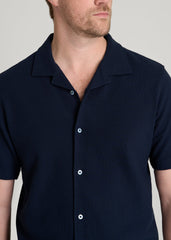 American Tall Sale | Terry Cotton Polo Cardigan for Tall Men in Patriot Blue