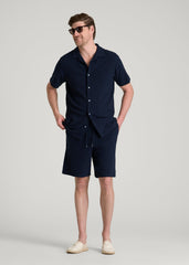 American Tall Sale | Terry Cotton Polo Cardigan for Tall Men in Patriot Blue