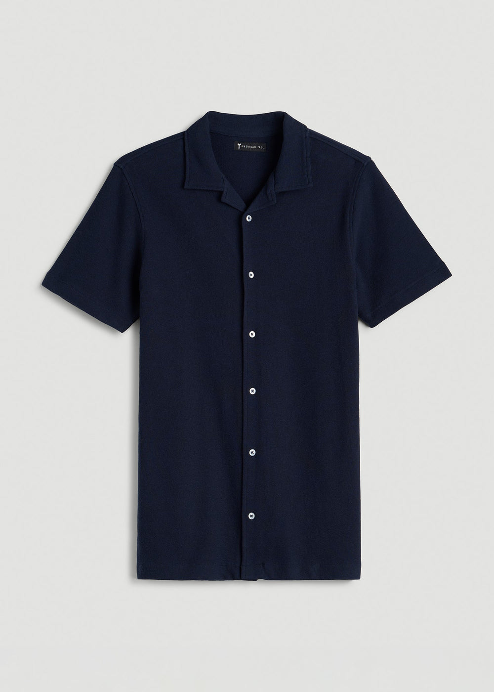 American Tall Sale | Terry Cotton Polo Cardigan for Tall Men in Patriot Blue