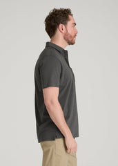 American Tall Outlet | Slub Knit Polo with Pocket for Tall Men in Steel Grey