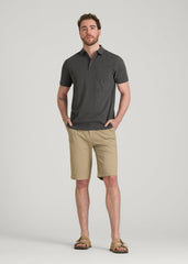American Tall Outlet | Slub Knit Polo with Pocket for Tall Men in Steel Grey