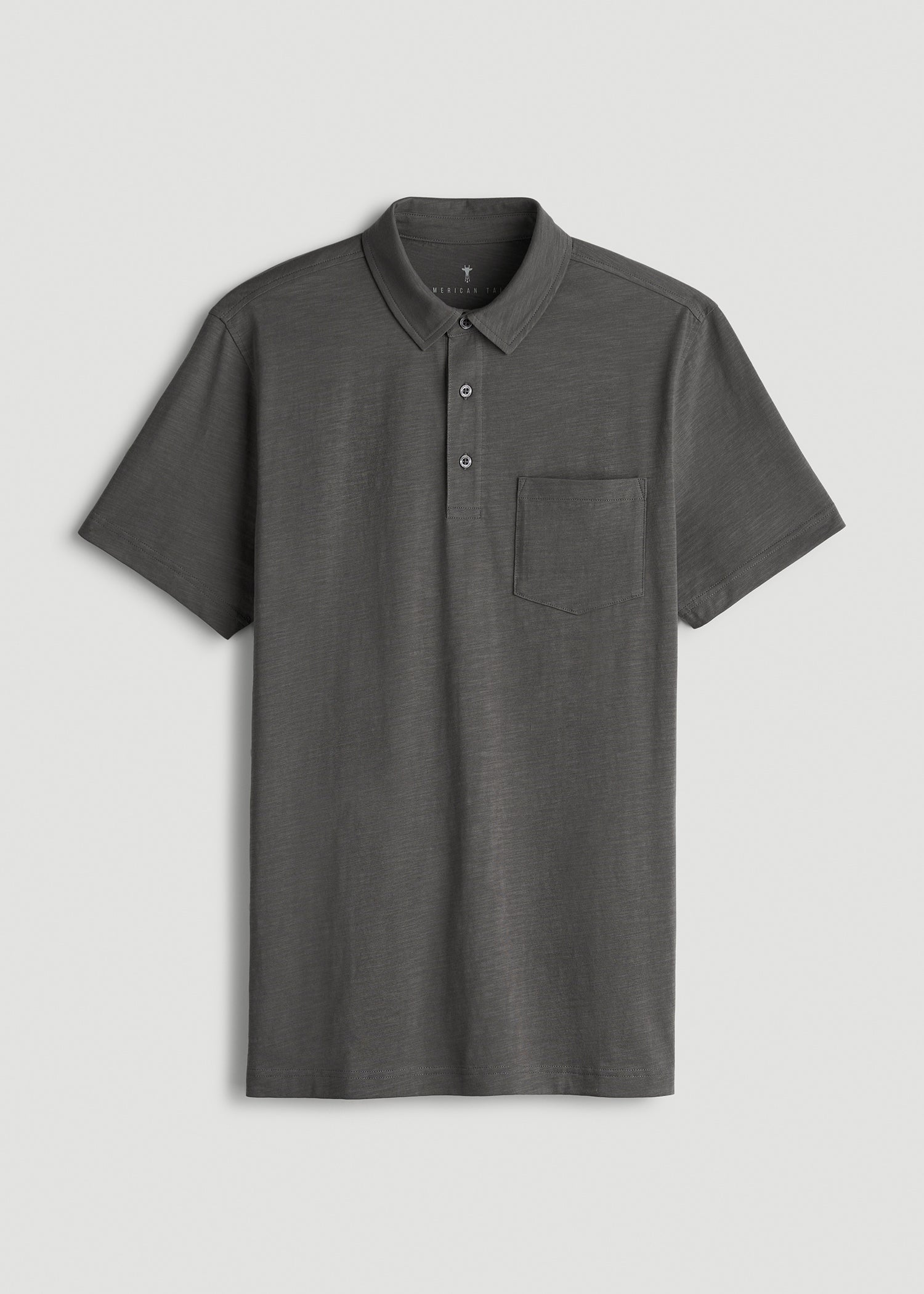 American Tall Outlet | Slub Knit Polo with Pocket for Tall Men in Steel Grey