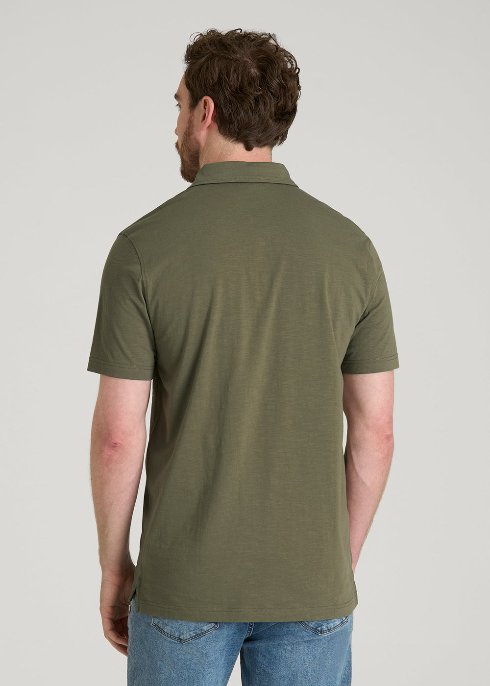 American Tall For Sale | Slub Knit Polo with Pocket for Tall Men in Olive