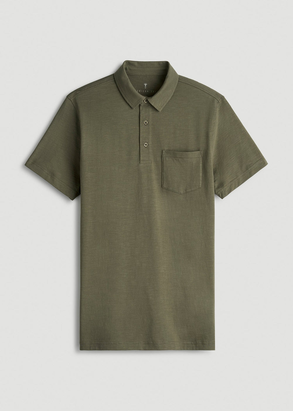 American Tall For Sale | Slub Knit Polo with Pocket for Tall Men in Olive