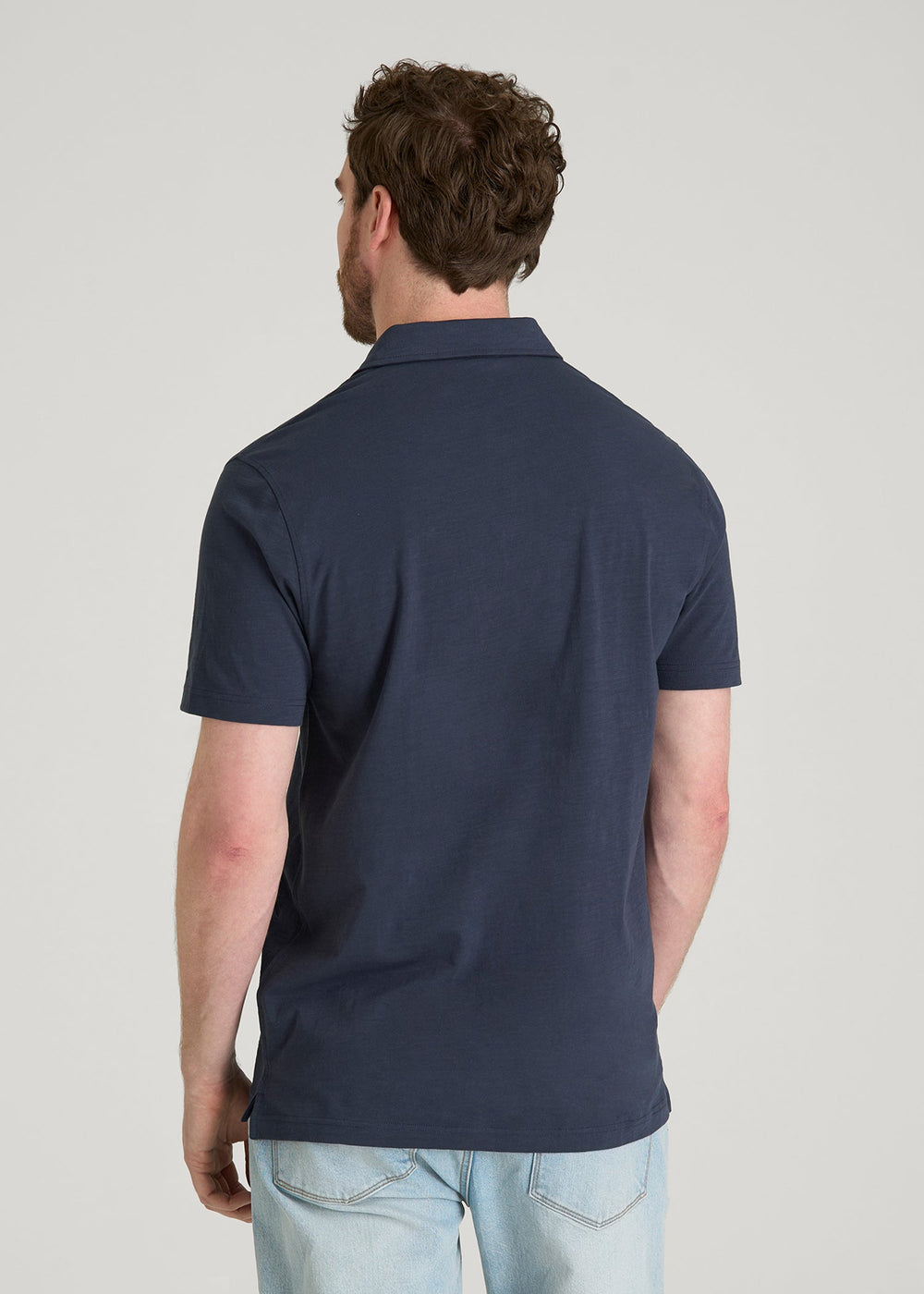 American Tall Online Shop | Slub Knit Polo with Pocket for Tall Men in Navy