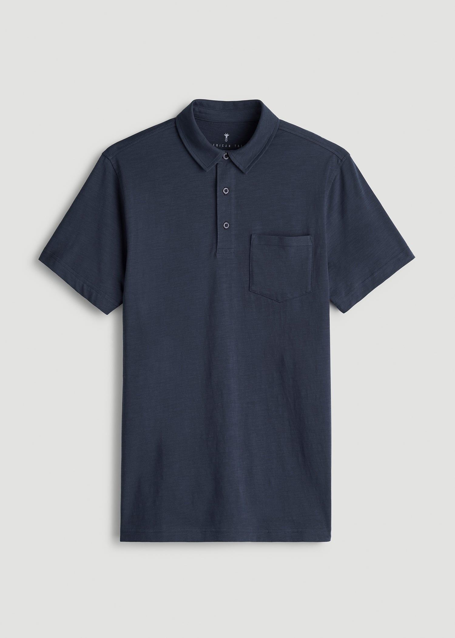 American Tall Online Shop | Slub Knit Polo with Pocket for Tall Men in Navy