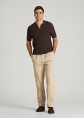 American Tall Discount | Braided Knit Sweater Polo for Tall Men in Espresso