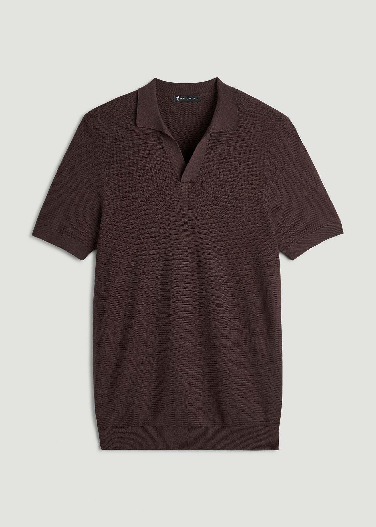 American Tall Discount | Braided Knit Sweater Polo for Tall Men in Espresso