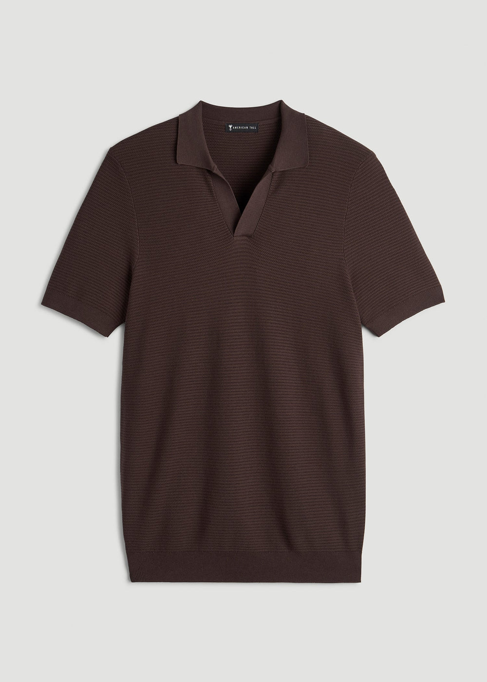 American Tall Discount | Braided Knit Sweater Polo for Tall Men in Espresso