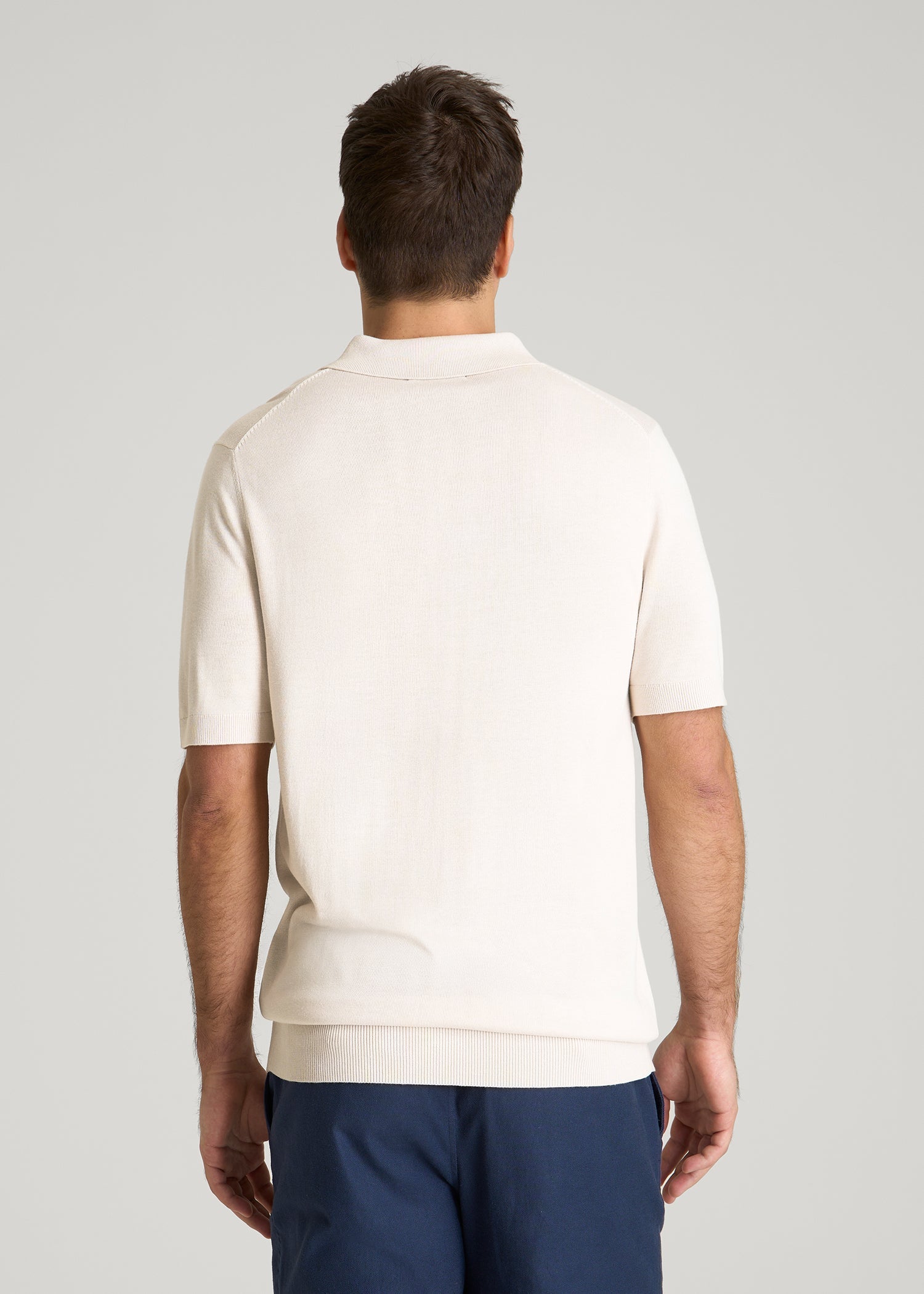 American Tall Online | Linen Blend Knit Polo for Tall Men in White Sand