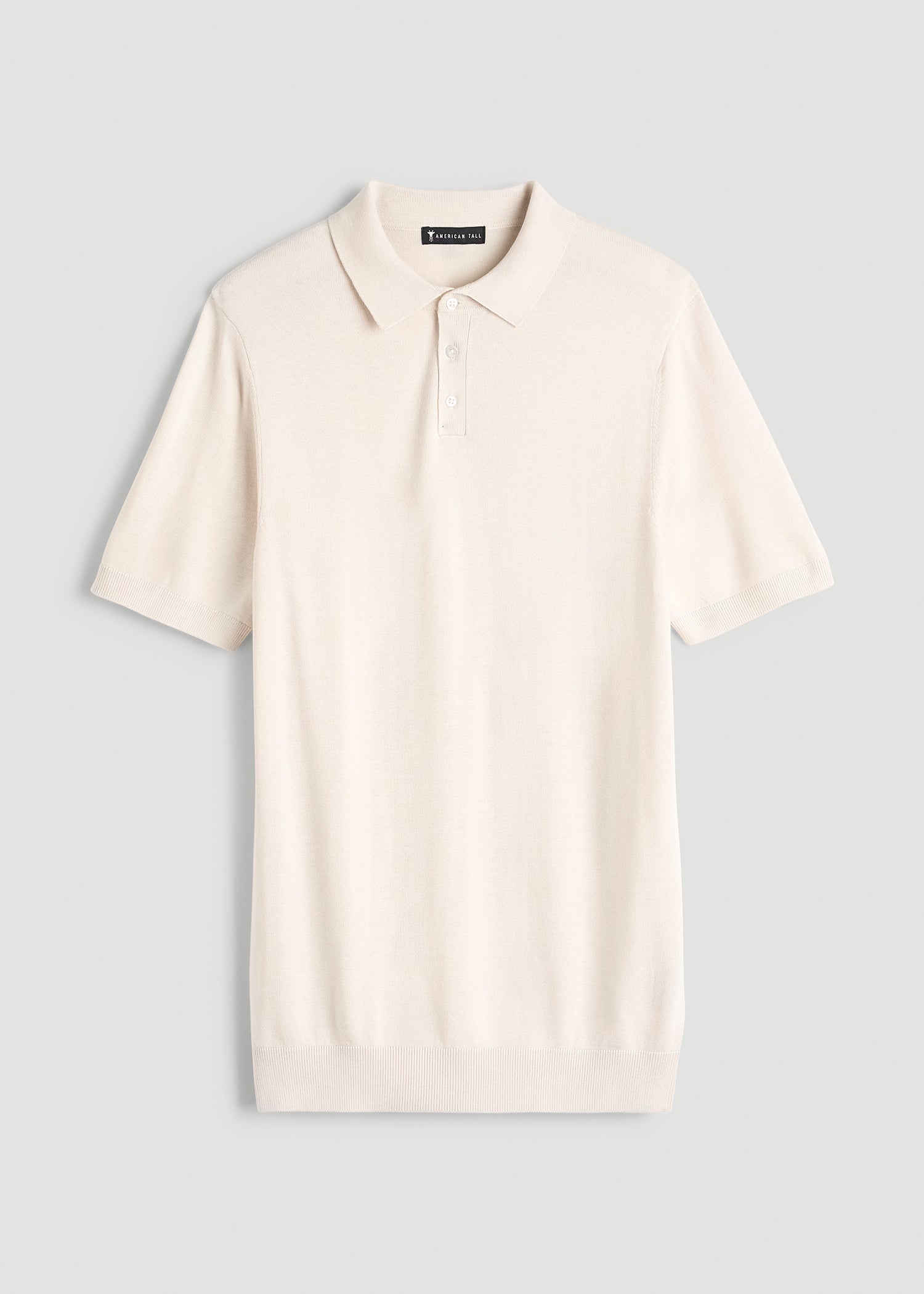 American Tall Online | Linen Blend Knit Polo for Tall Men in White Sand