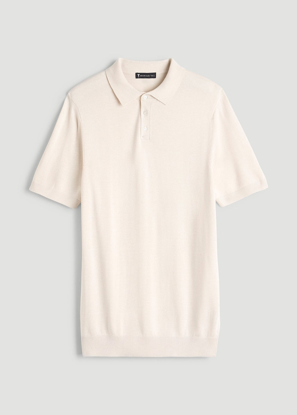 American Tall Online | Linen Blend Knit Polo for Tall Men in White Sand