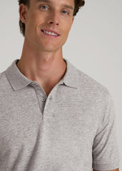 American Tall Outlet | Classic Polo with Embroidered Logo for Tall Men in Heathered Grey