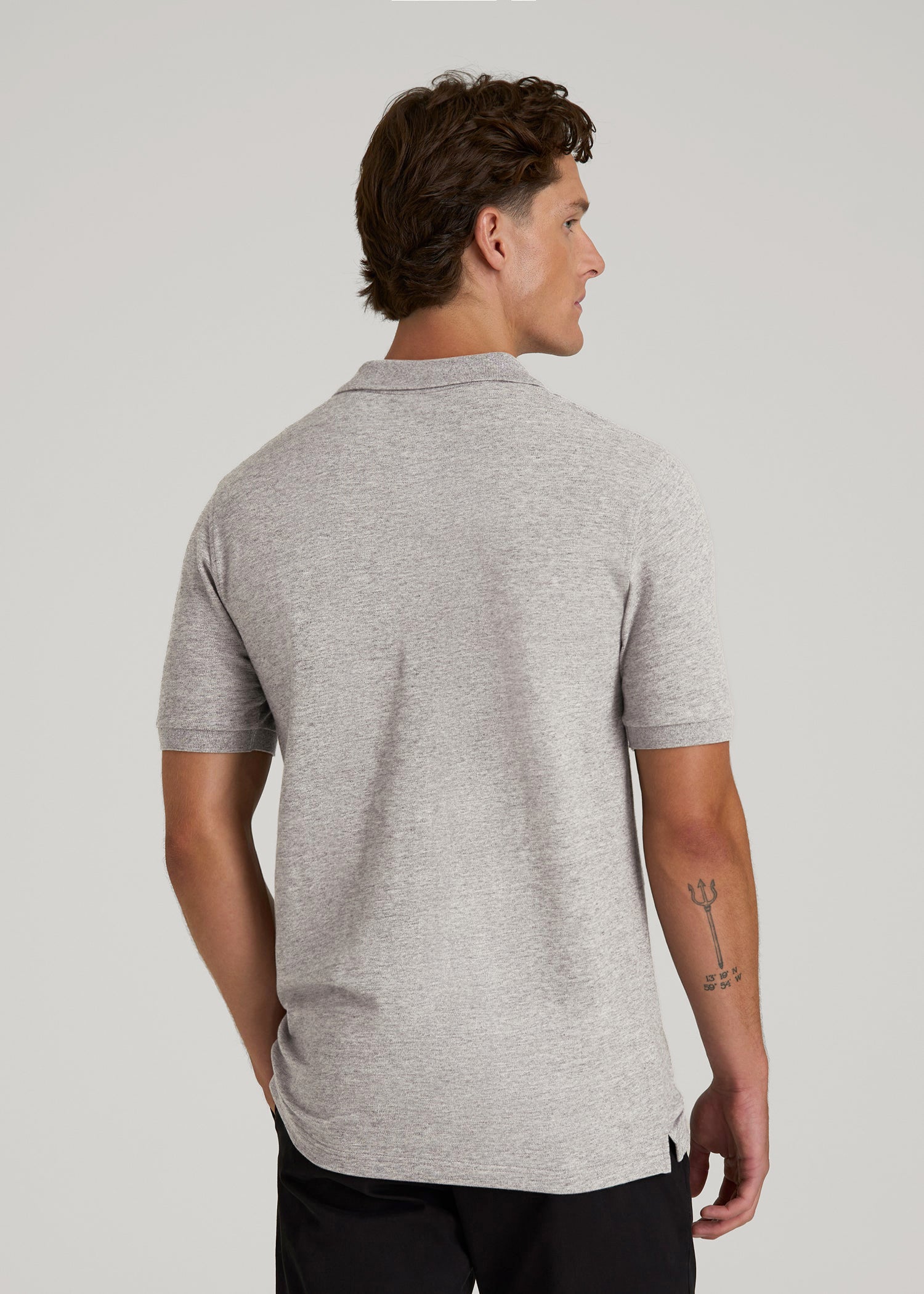 American Tall Outlet | Classic Polo with Embroidered Logo for Tall Men in Heathered Grey