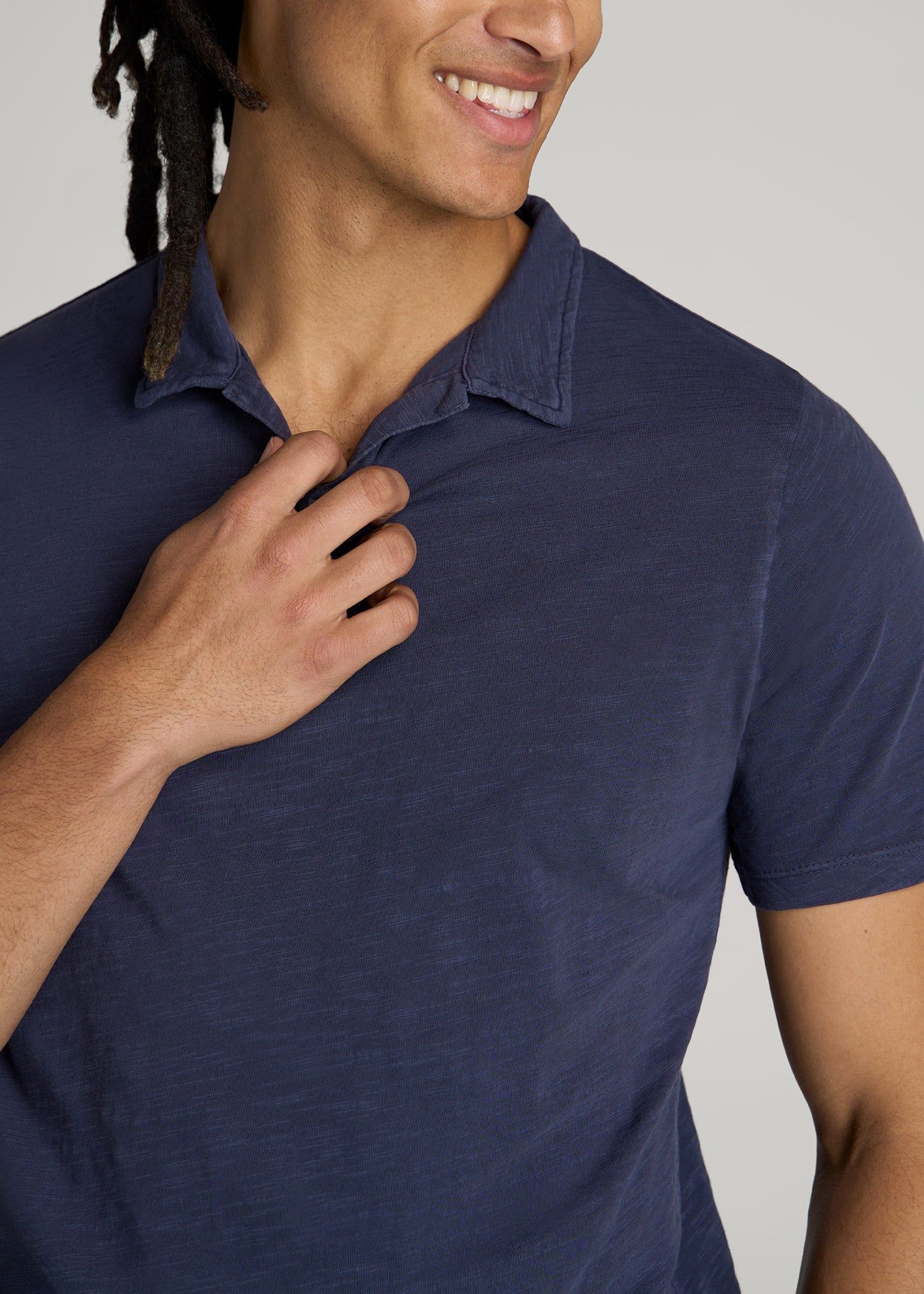 American Tall For Sale | Slub Polo Shirt for Tall Men in Navy