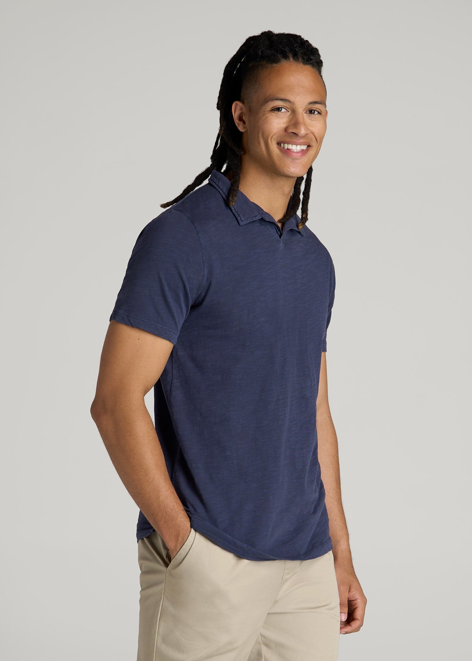 American Tall For Sale | Slub Polo Shirt for Tall Men in Navy