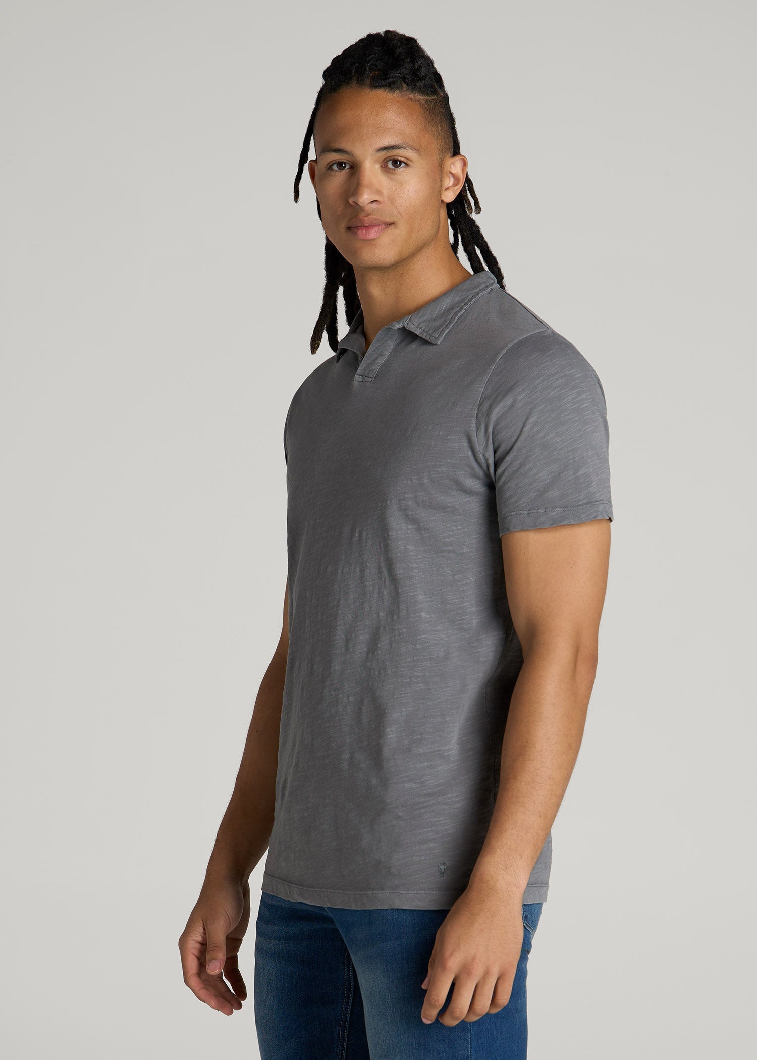 American Tall Online Shop | Slub Polo Shirt for Tall Men in Slate
