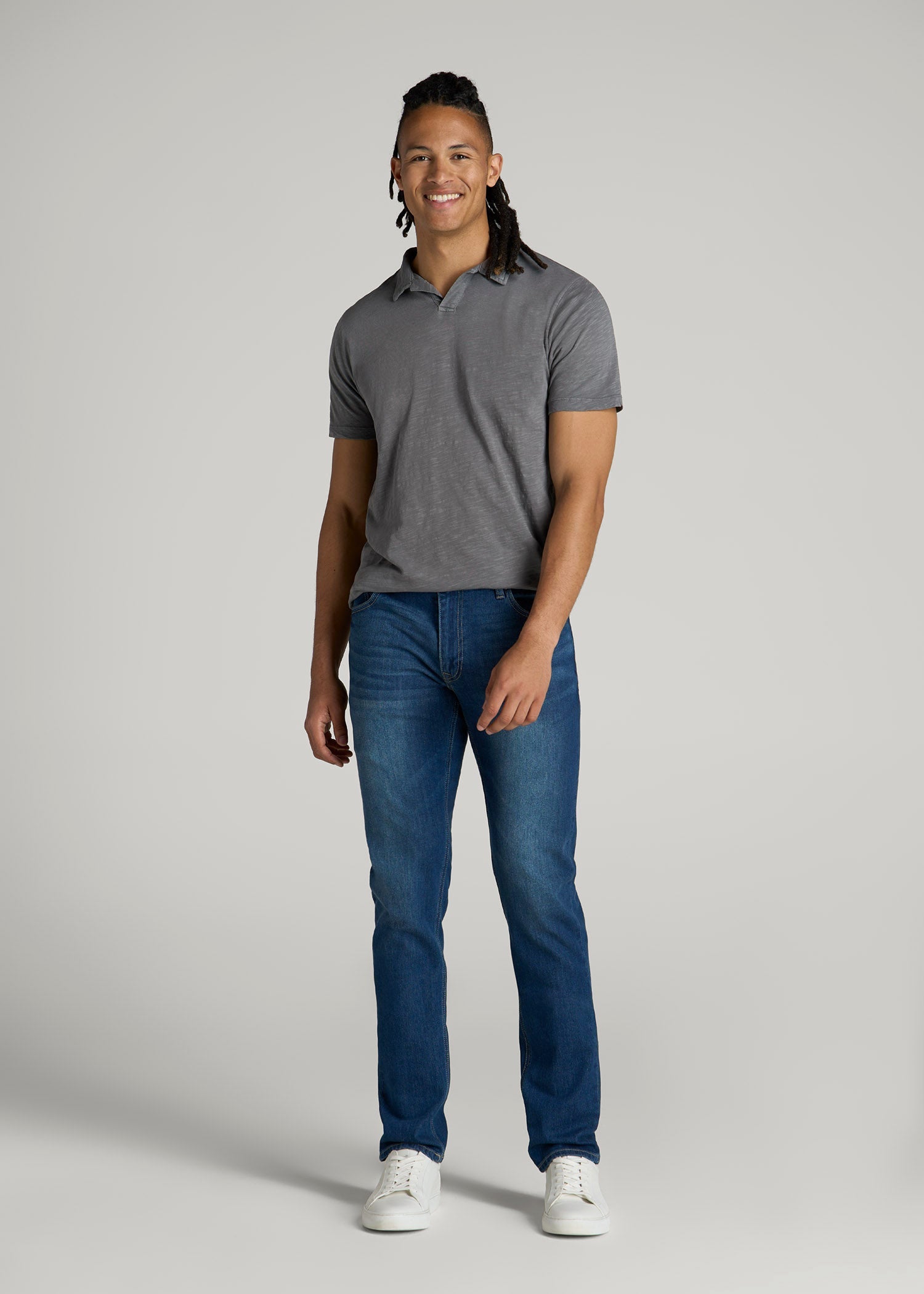 American Tall Online Shop | Slub Polo Shirt for Tall Men in Slate