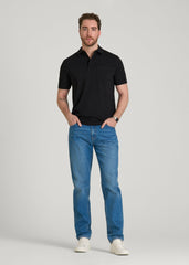 American Tall Discount | Slub Knit Polo with Pocket for Tall Men in Black