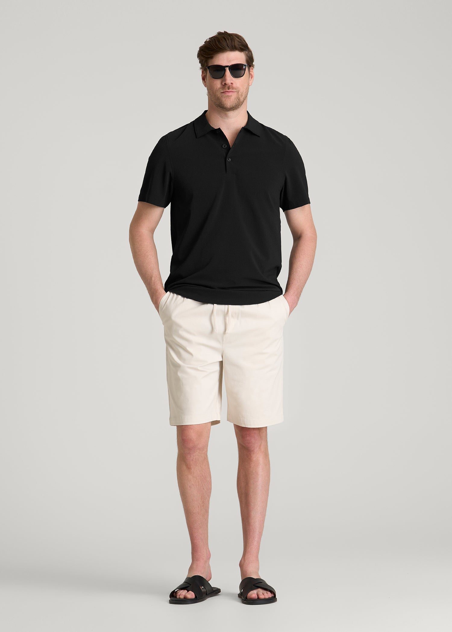 American Tall Online | Coastal Perforated Polo for Tall Men in Black