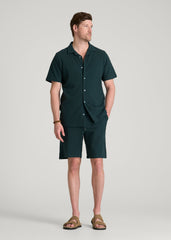 American Tall Sale | Terry Cotton Polo Cardigan for Tall Men in Emerald