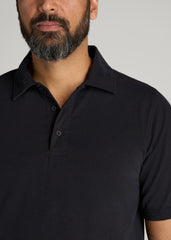 American Tall Outlet | LJ&S Ultra Soft Short Sleeve Cotton Polo for Tall Men in Vintage Black