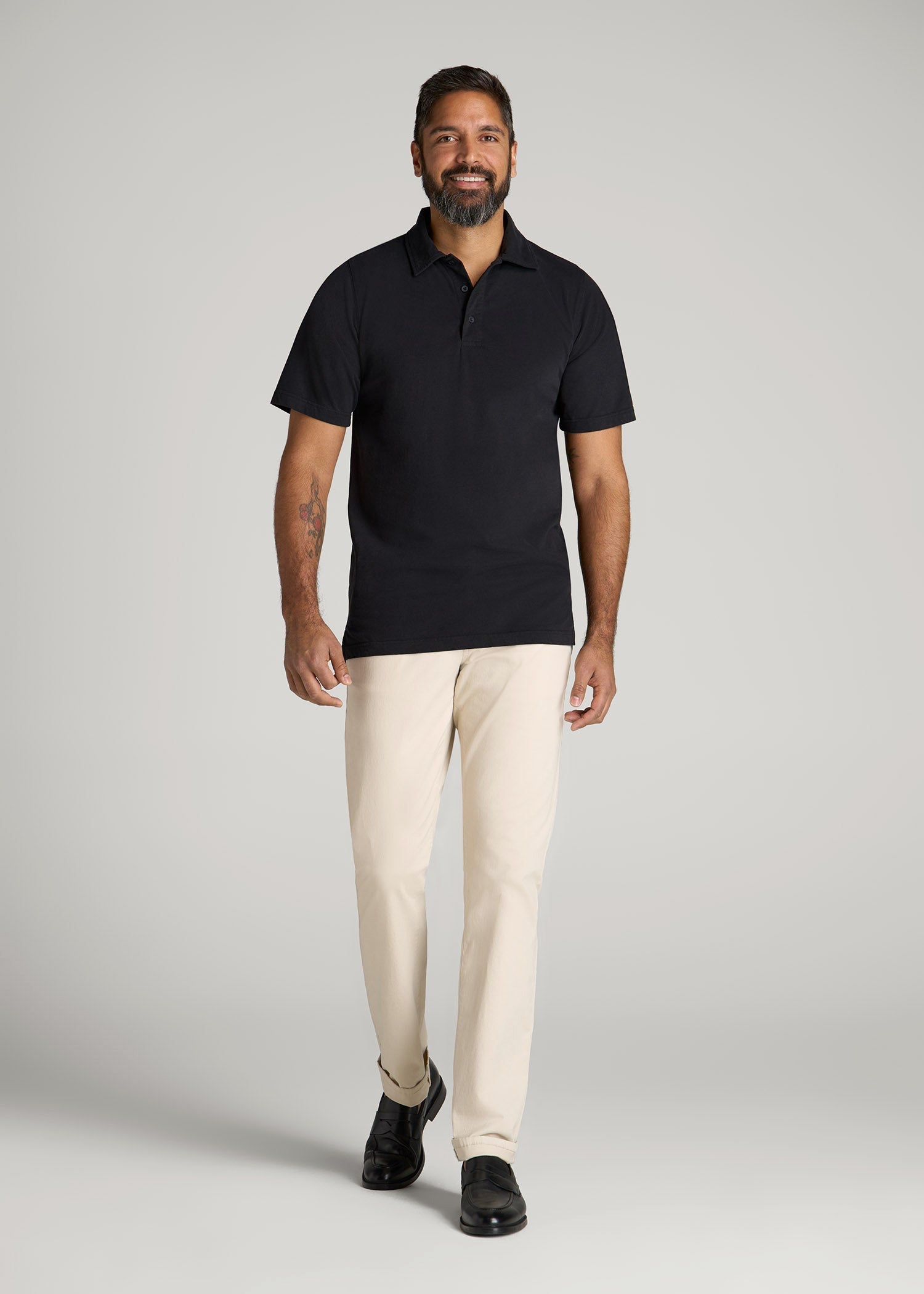 American Tall Outlet | LJ&S Ultra Soft Short Sleeve Cotton Polo for Tall Men in Vintage Black