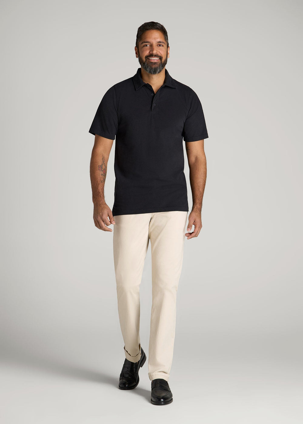 American Tall Outlet | LJ&S Ultra Soft Short Sleeve Cotton Polo for Tall Men in Vintage Black