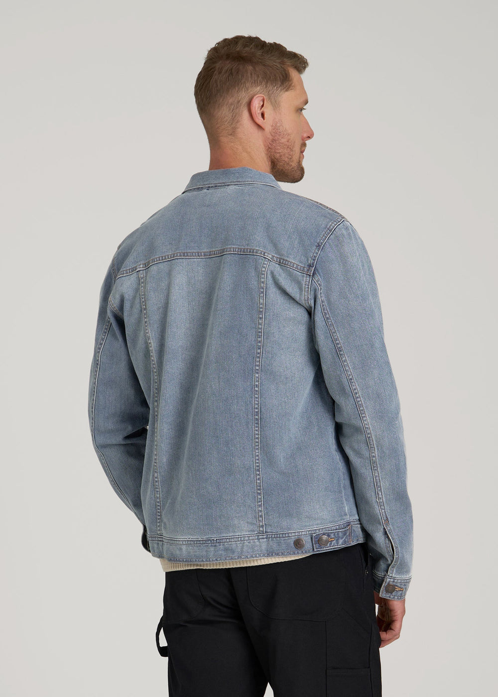 American Tall Discount | LJ&S Denim Jacket for Tall Men in Medium Blue