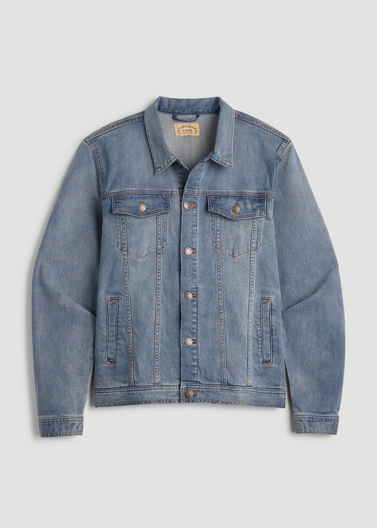 American Tall Discount | LJ&S Denim Jacket for Tall Men in Medium Blue